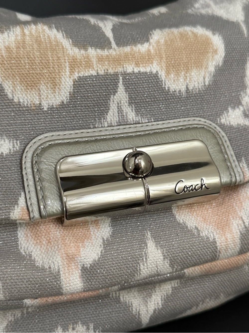 COACH 17083 Kristin Op Art Ikat Canvas Metallic Leather Shoulder Crossbody Bag - Picture 6 of 15